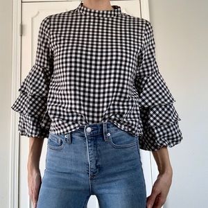 ZARA Cropped Plaid Top